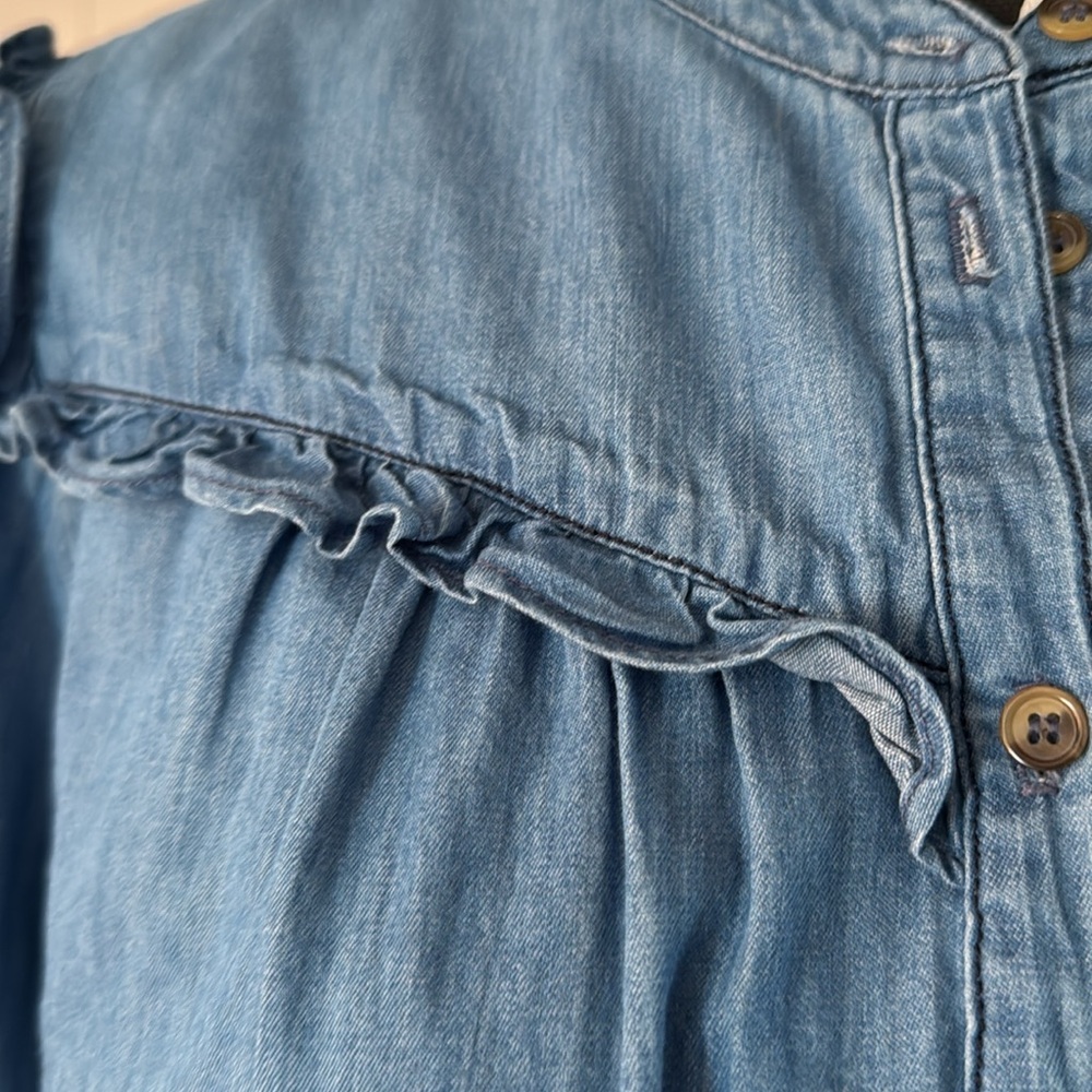 XiRENA Blue Button Down Ruffle Shirt - Picture 2 of 7